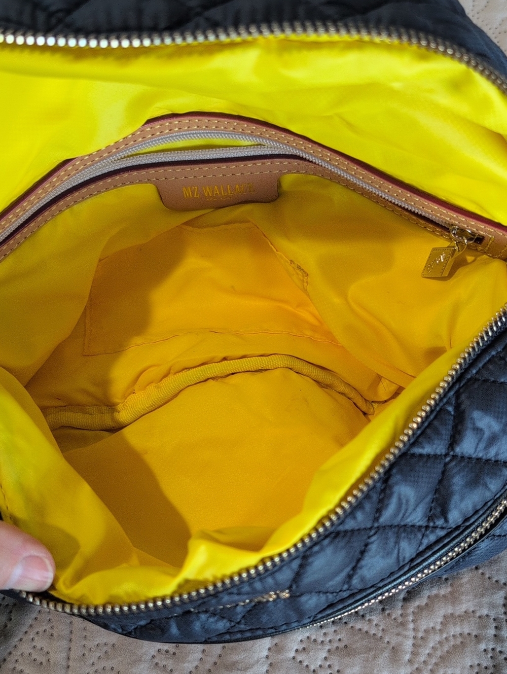MZ WALLACE Crosby Quilted Sling Shoulder Bag In Dawn/sunflower/light G - Picture 7 of 10